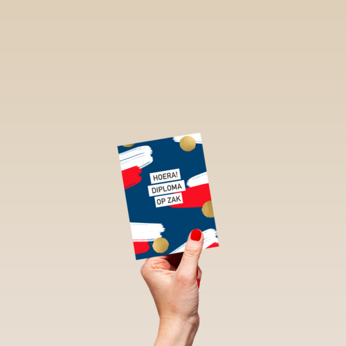 Rood wit blauwe geslaagd kaart met goud