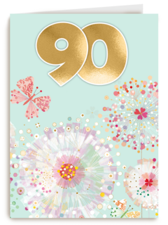 Turnowsky kaart met bloemen en vlinders 90 jaar