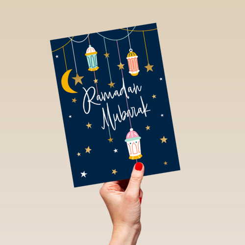 Ramadan Mubarak sterren en lantaarns