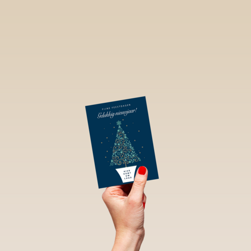 zakelijke kerstkaart met kerstboom en logo