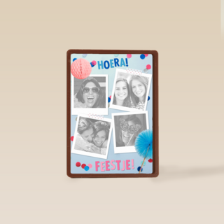 blauw roze hoera feestje kaart met confetti