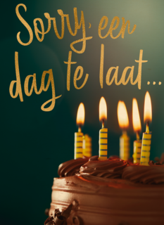 verjaardag te laat taart sorry een dag te laat