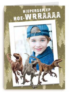 Verjaardagskaart foto met 3 raptors