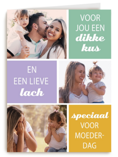fotokaart moederdag 3 fotos dikke kus