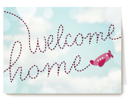 roze vliegtuigje welcome home