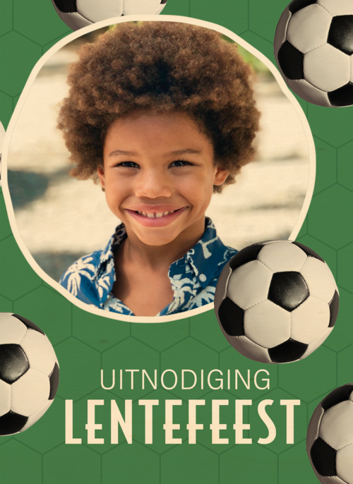 Houten Kaart Lentefeest | Houten Kaart Hallmark | Lentefeest | Uitnodiging Lentefeest Voetbal Fotokaart