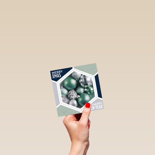 hexagonaal met kerstballen