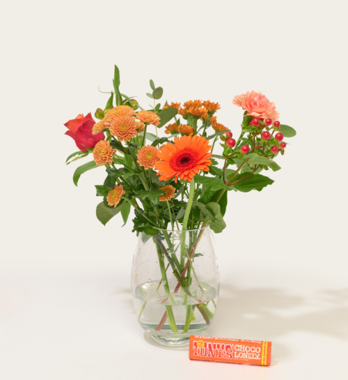 Brievenbusbloemen met Tony Chocolonely Karamel Zeezout Chocoladereep