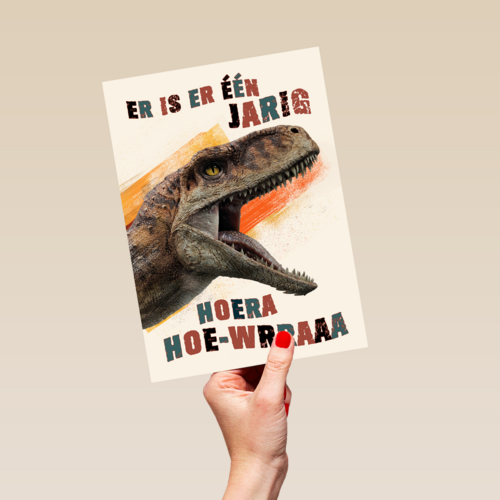 Dino tiger verjaardagskaart