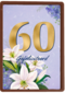 Verjaardagskaart klassiek 60 jaar vrouw gouden letters en bloemen