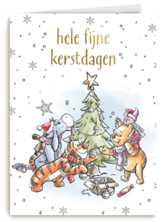 Kerstkaart Winnie de Poeh fijne kerstdagen