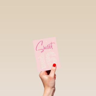 Verjaardagskaart Sweet 16 roze bloemen