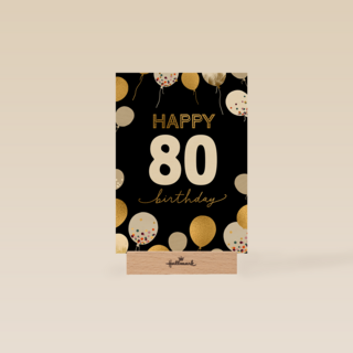 Verjaardagskaart ballonnen met leeftijd zwart