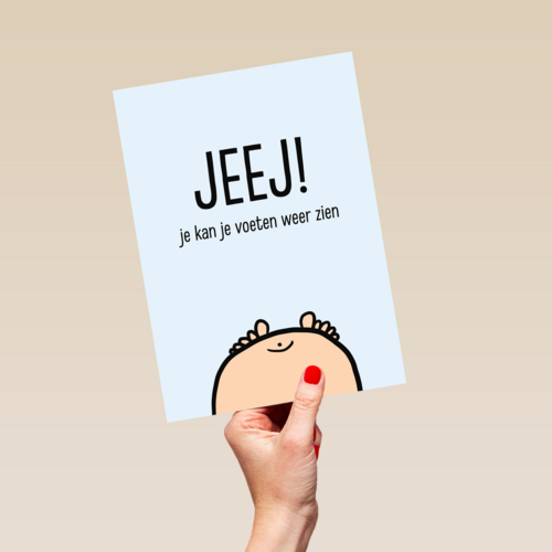 jeej je kan je voeten weer zien zoon