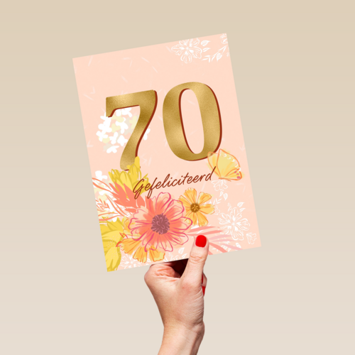 Verjaardagskaart 70 met bloemen