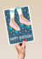 verjaardagskaart hip happy rollerskates birthday