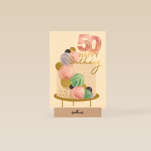 Verjaardagskaart 50 taart Happy Birthday