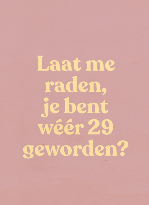 verjaardag kaart vrouw weer 29 geworden