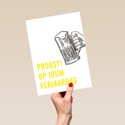 Verjaardagskaart man hip Proost op jouw verjaardag