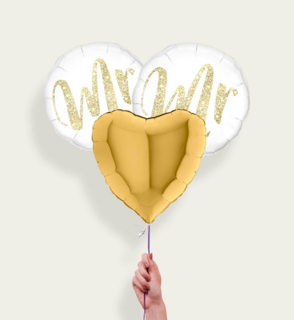 Ballonnentros Huwelijk Man en Man Goud Wit