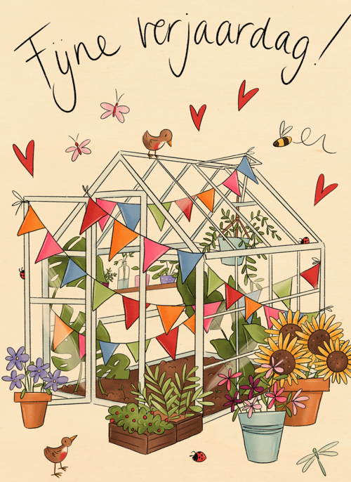 Houten Kaart Verjaardagskaarten | Matia Fijne Verjaardag Tuinieren