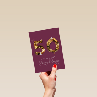Verjaardagskaart 50 goud cadeau