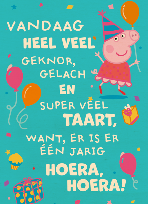 Houten Kaart Verjaardagskaarten | Hallmark | Peppa Pig Hoera Hoera