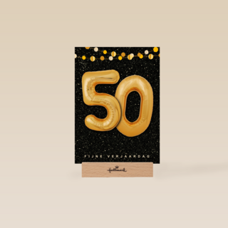 Verjaardagskaart leeftijden 50 ballonletters