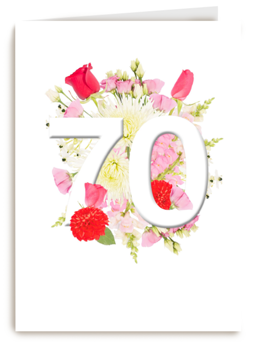 Verjaardagskaart 70 jaar bloemen