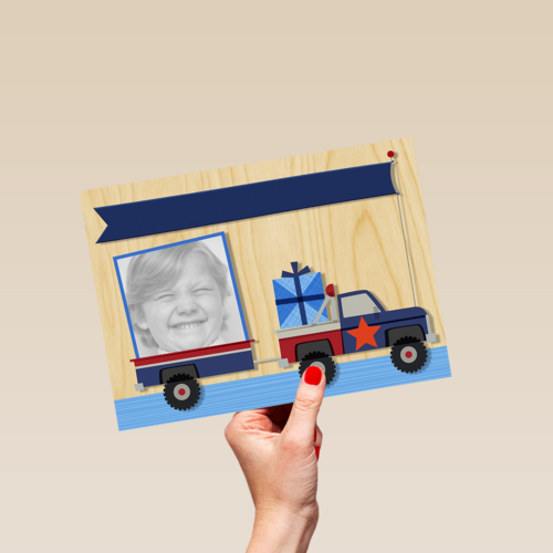 hoera kids jongen auto fotokaart