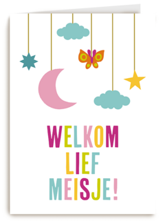 Geboortefelicitatie welkom lief meisje kleurrijk