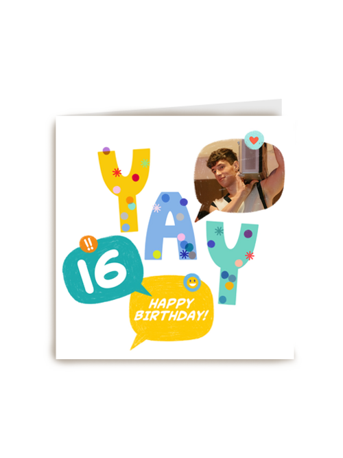Verjaardagskaart 16 yay fotokaart