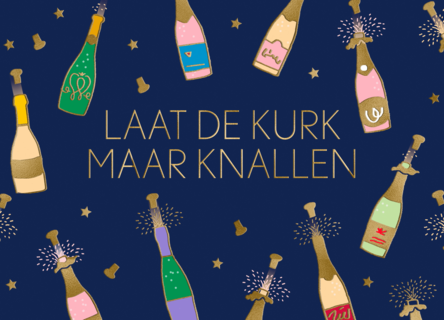 Nieuwjaarskaart laat de kurken maar knallen