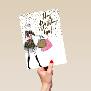 Verjaardagskaart tiener meisje en jonge vrouw Hey birthday girl