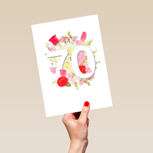 Verjaardagskaart 70 jaar bloemen