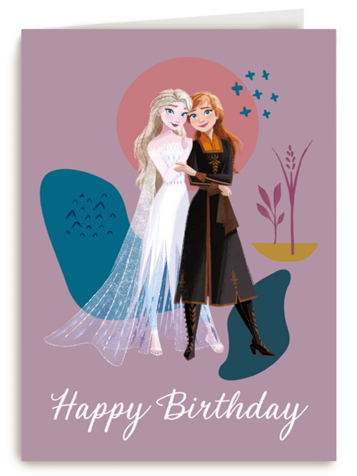Frozen verjaardagskaart Elsa en Anna