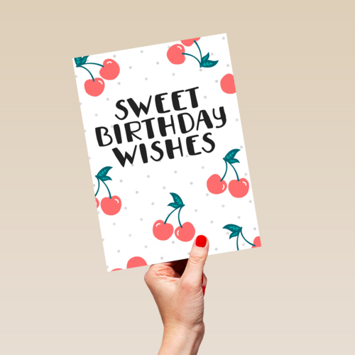 Verjaardagskaart tiener meisje Sweet birthday wishes kersen