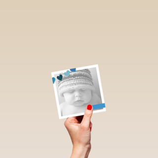fotokaart vierkant baby blauw hartjes