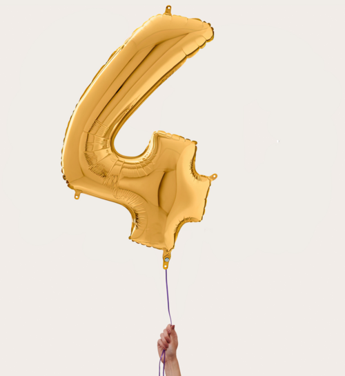 Cijferballon 4 Jaar Goud XL