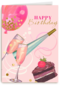verjaardag kaart happy birthday taart en bubbels