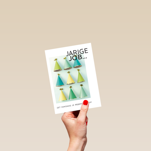 kaart voor de jarige job zet vandaag je feesthoed op