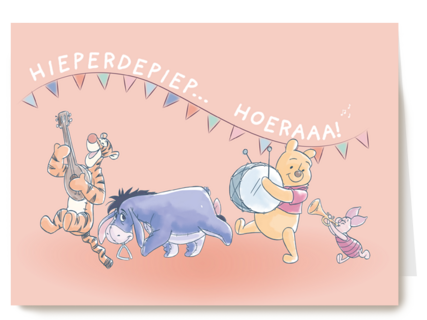 winnie de poeh hieperdepiep hoeraaa kaart