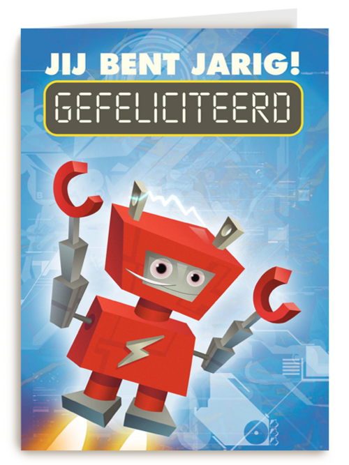 Verjaardagskaart Hallmark | Rode Robot Gefeliciteerd