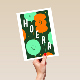 Verjaardagskaart Hoera Ballonnen