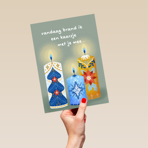 Kerstkaart vandaag brand ik een kaarsje met je mee