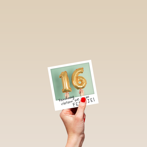 polaroid kaart vandaag vieren we jouw feestje