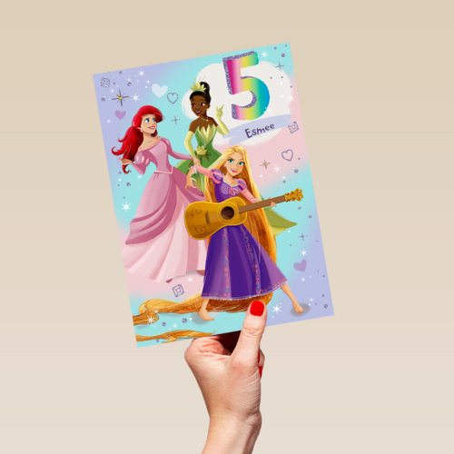 Verjaardagskaart Disney prinses 5 jaar