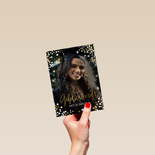 Geslaagd Gefeliciteerd Sparkle Fotokaart
