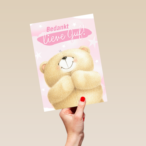 Bedanktkaart juf Bedankt lieve juf Forever Friends beer