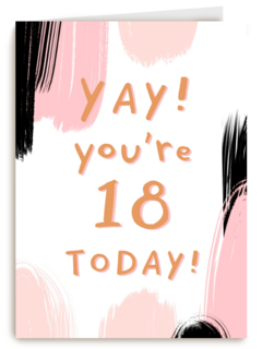 Verjaardagskaart jonge vrouw yay you are 18